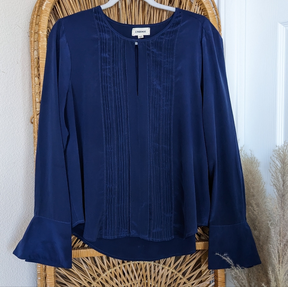 L'AGENCE Navy Blue Blouse